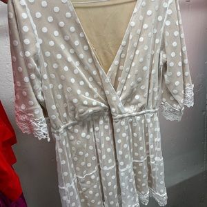 Polka dot lace romper